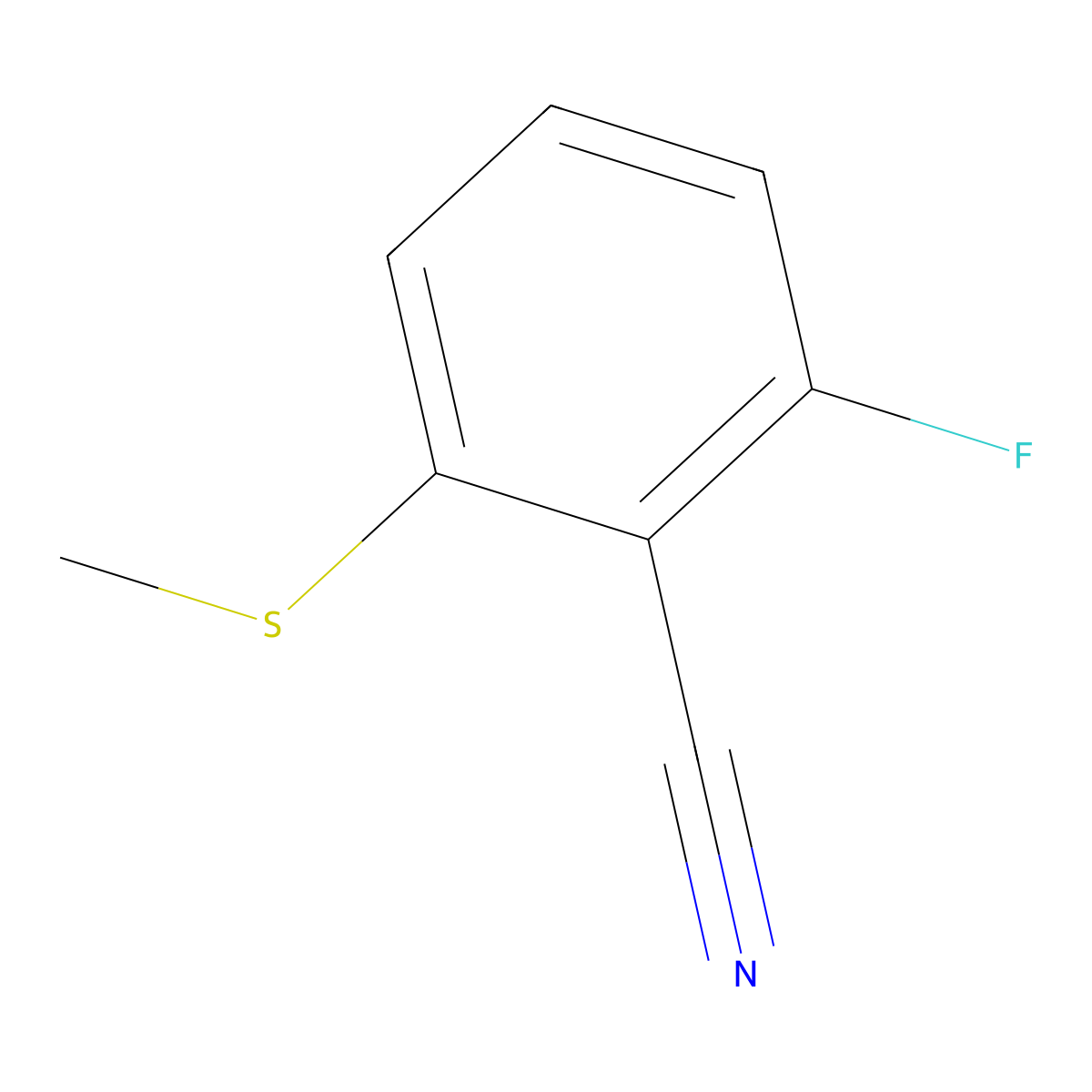 2-Fluoro-6-(methylthio)benzonitrile molecular structure, CAS 119584-71-3