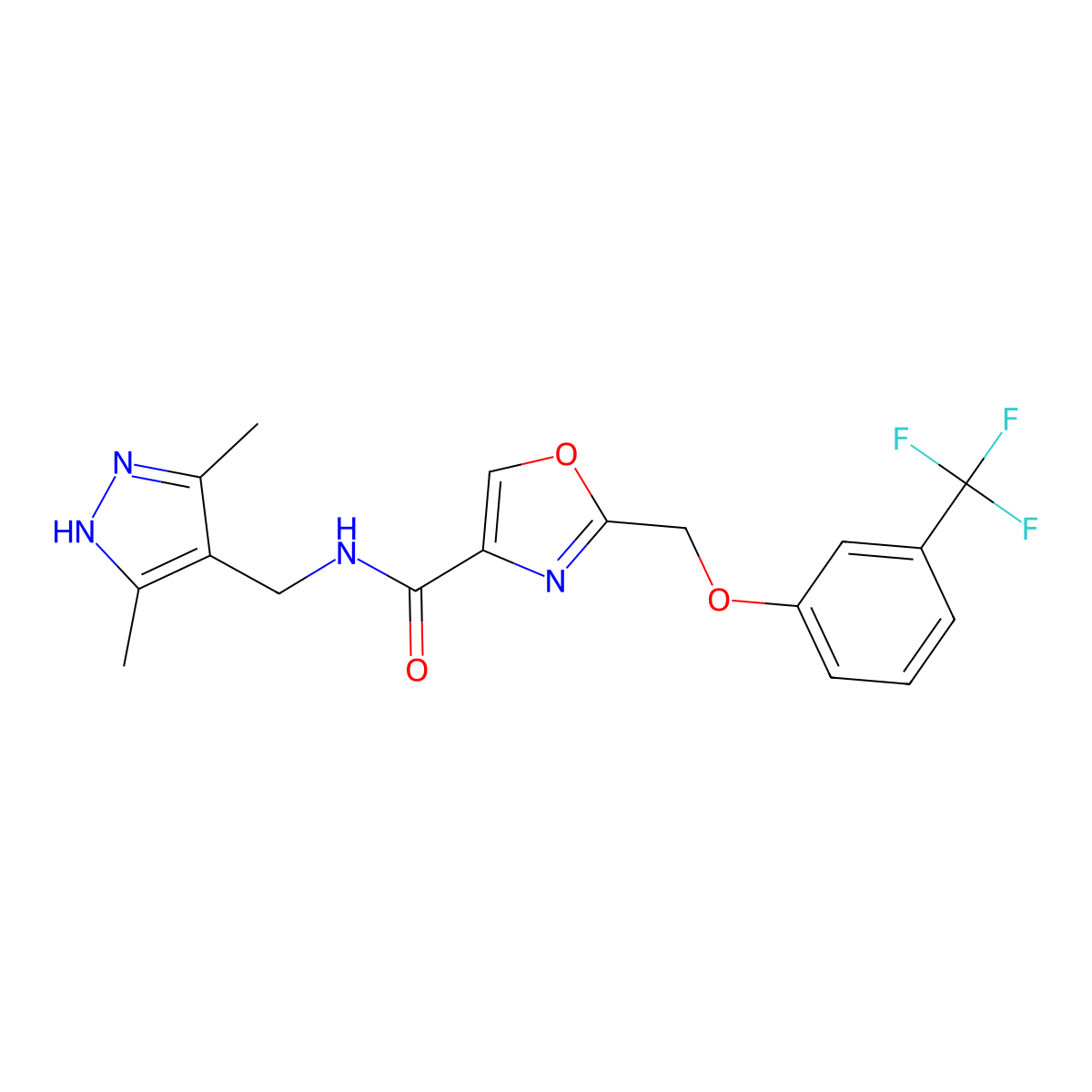 N-[(3,5-Dimethyl-1H-pyrazol-4-yl)methyl]-2-[[3-(trifluoromethyl)phenoxy]methyl]-4-oxazolecarboxamide molecular structure, CAS 1195900-50-5