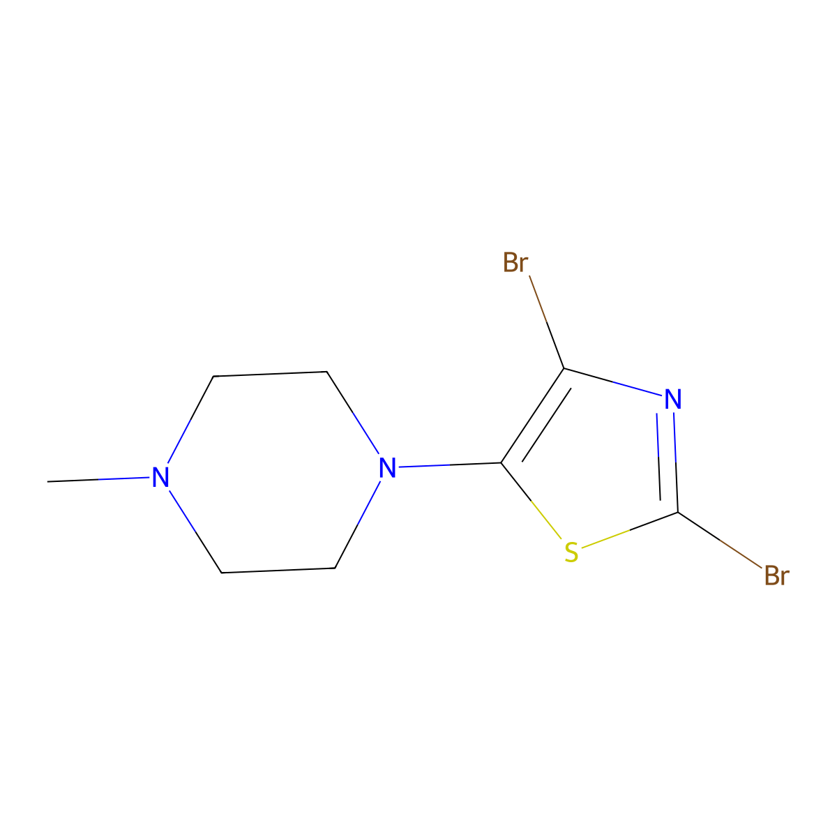 2,4-Dibromo-5-((N-methylpiperazin-1-yl)thiazole molecular structure, CAS 1195901-10-0