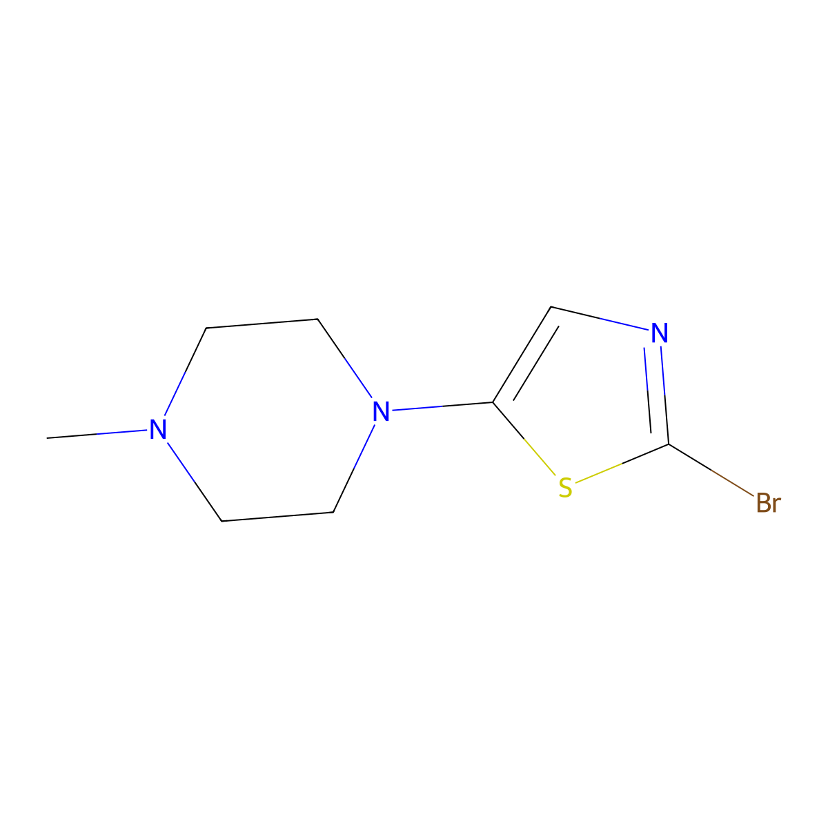2-Bromo-5-(N-methylpiperazin-1-yl)thiazole molecular structure, CAS 1195901-11-1
