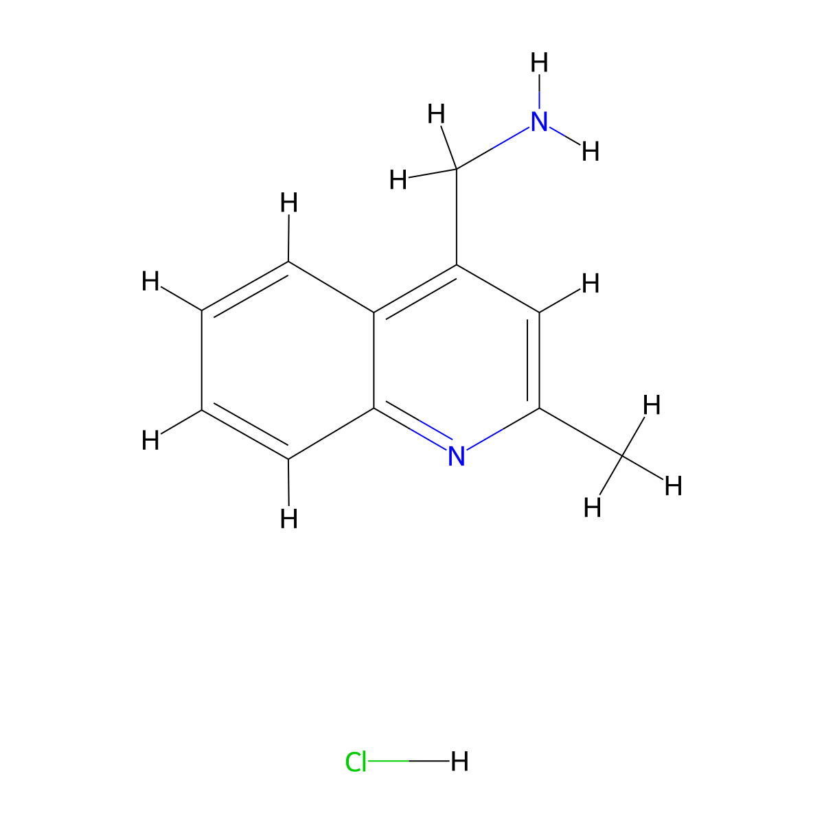 [(2-Methylquinolin-4-yl)methyl]amine hydrochloride molecular structure, CAS 1195901-42-8
