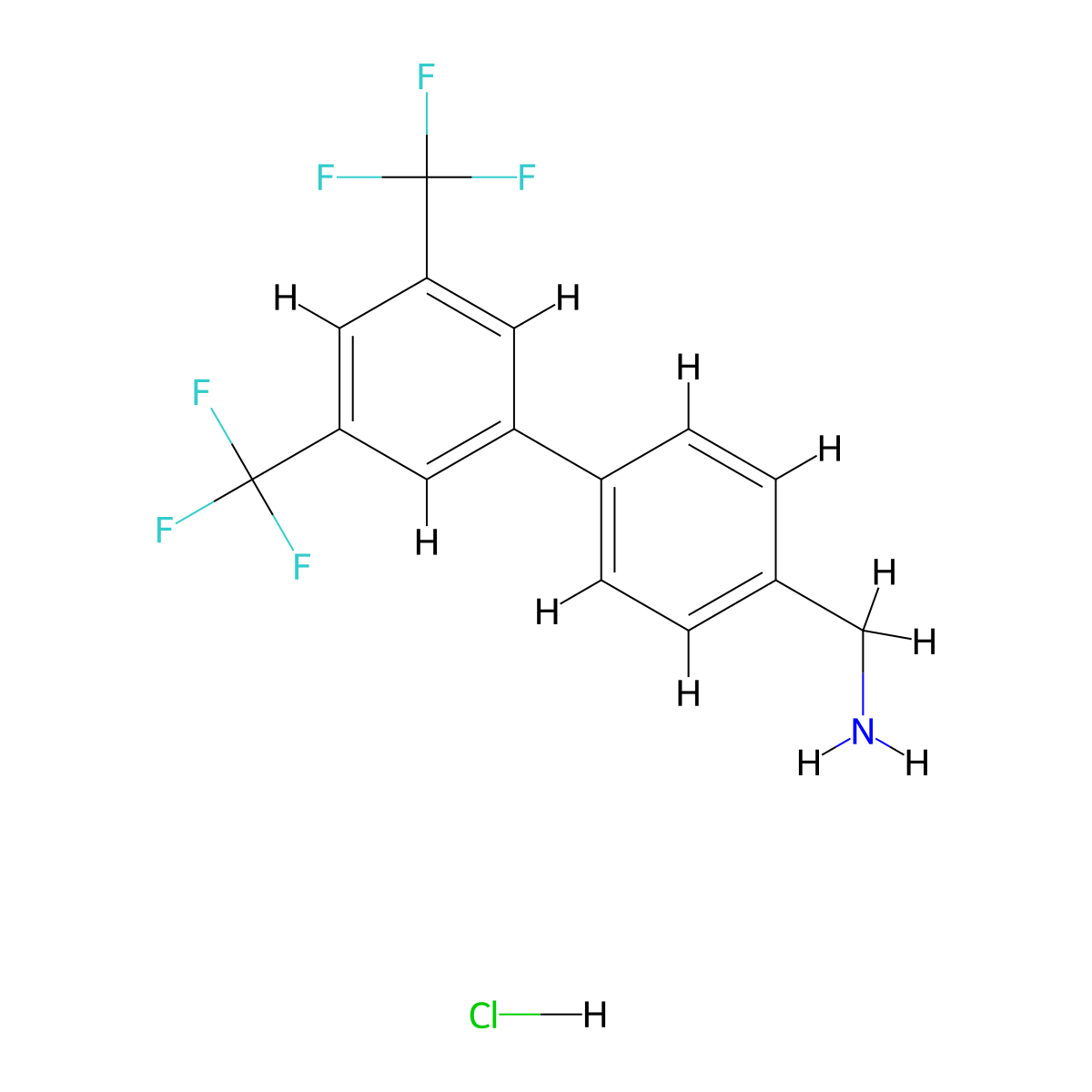 4-[3,5-Bis(trifluoromethyl)phenyl]benzylamine hcl molecular structure, CAS 1195901-45-1