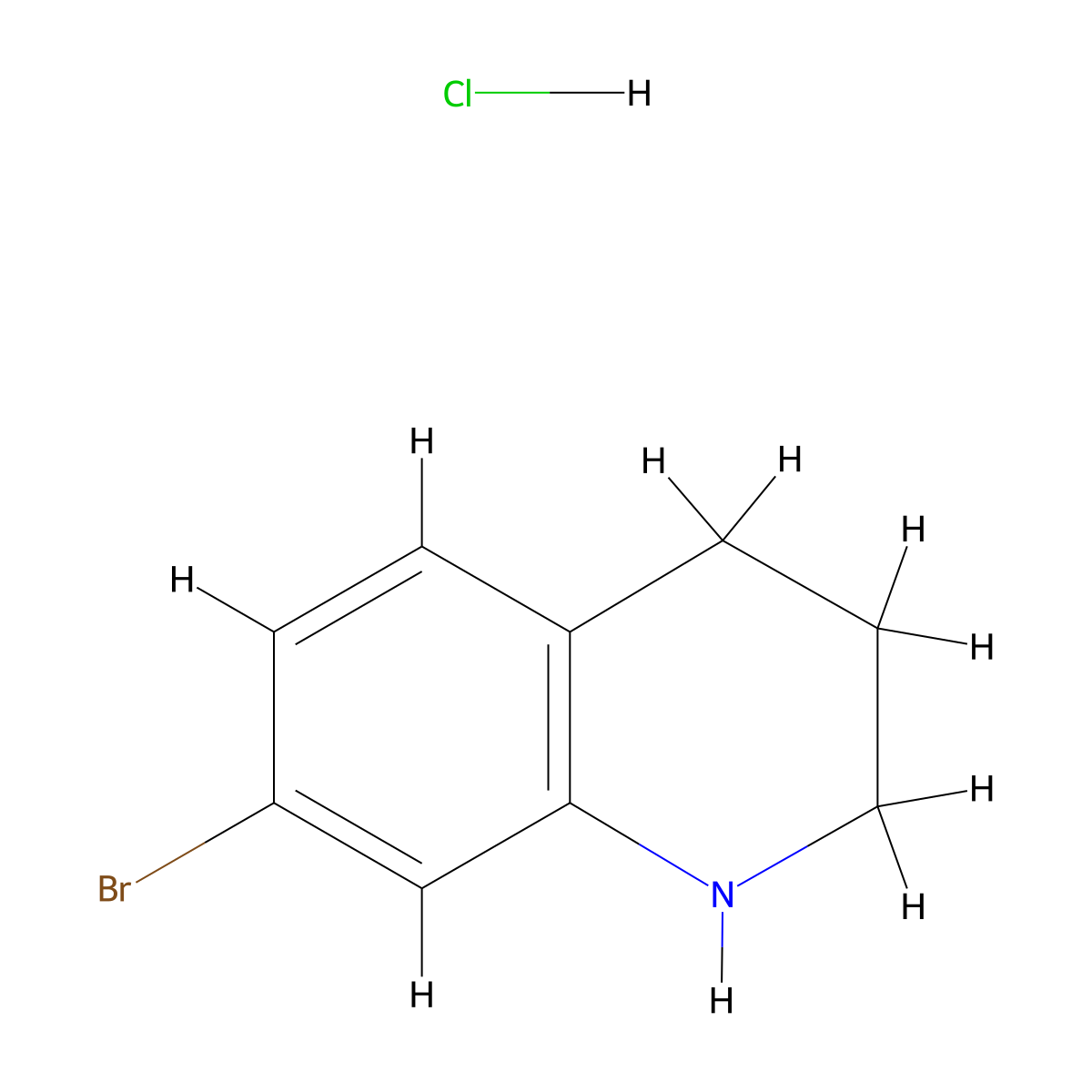 7-Bromo-1,2,3,4-tetrahydroquinoline hydrochloride molecular structure, CAS 1195901-53-1