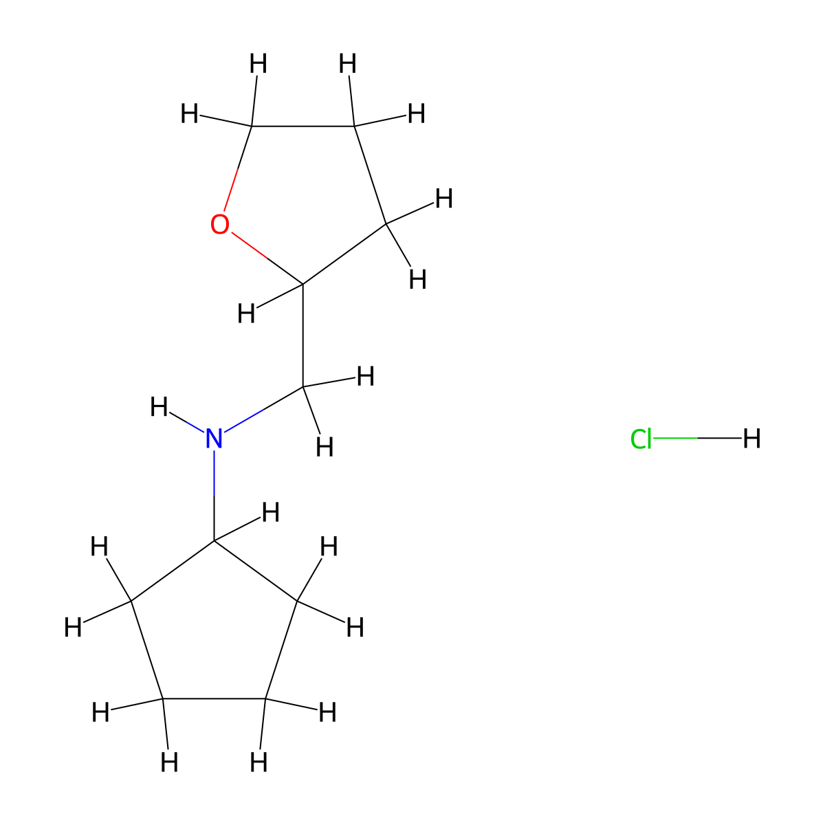 N-[(oxolan-2-yl)methyl]cyclopentanamine hydrochloride molecular structure, CAS 1195901-55-3