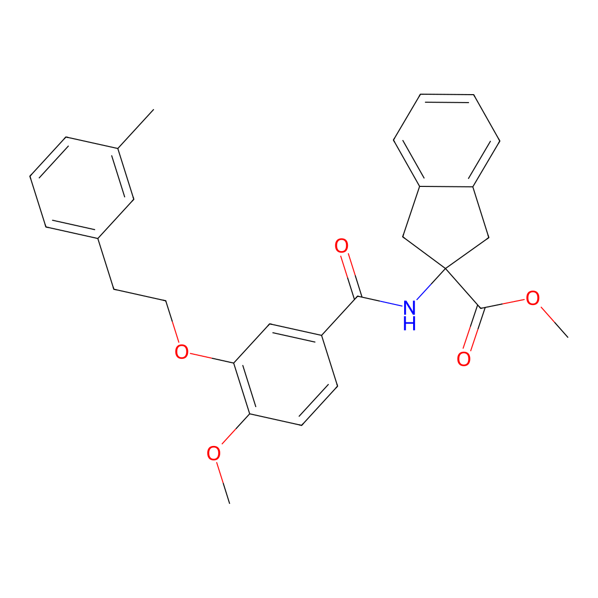 Methyl 2-(4-methoxy-3-(3-methylphenethoxy)benzamido)-2,3-dihydro-1H-indene-2-carboxylate molecular structure, CAS 1195941-37-7