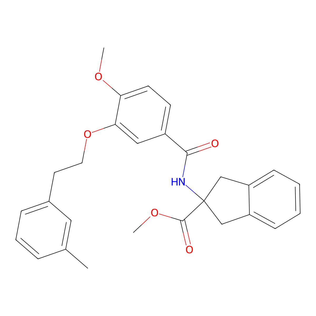 Methyl 2-(4-methoxy-3-(3-methylphenethoxy)benzamido)-2,3-dihydro-1H-indene-2-carboxylate molecular structure, CAS 1195941-37-7