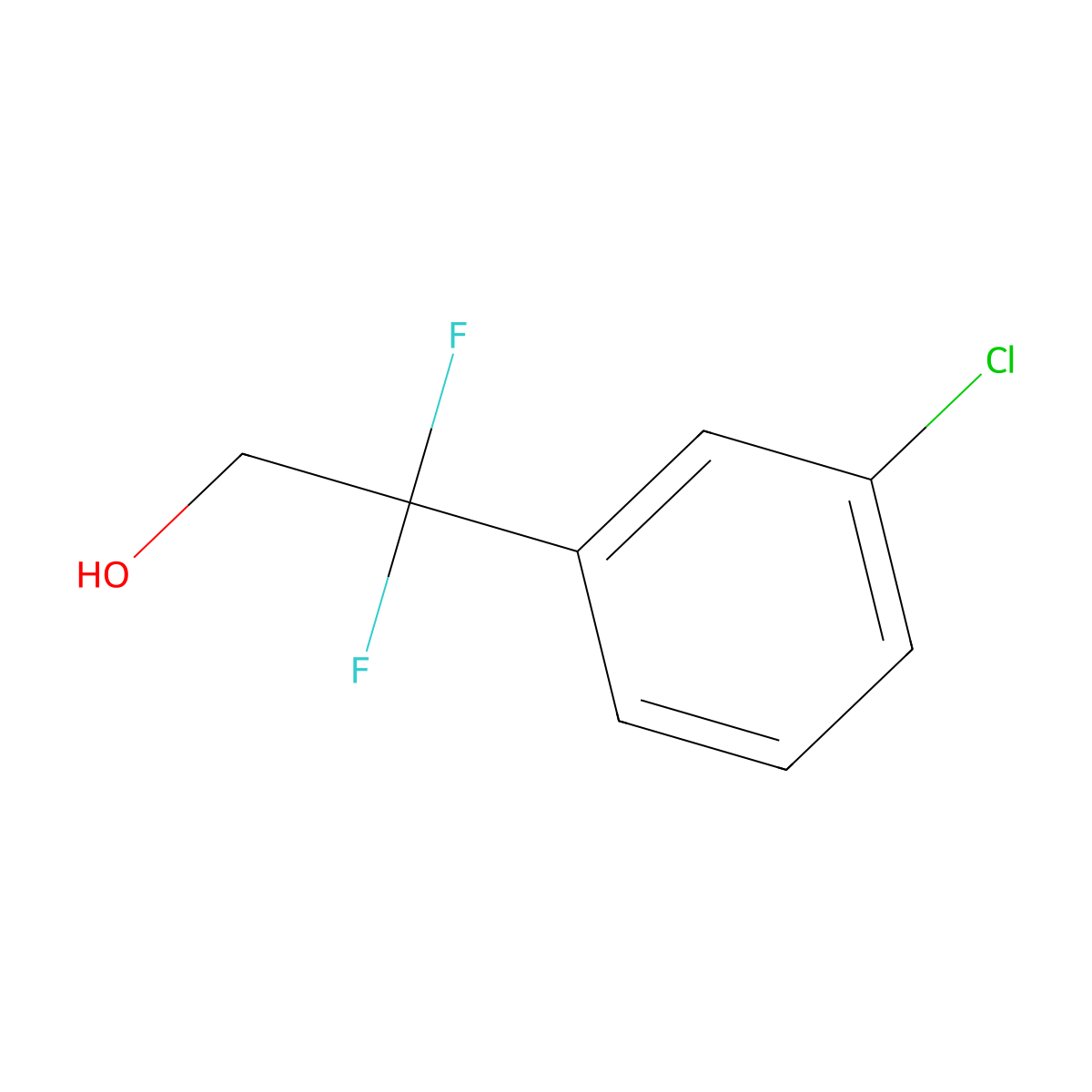 2-(3-Chlorophenyl)-2,2-difluoroethan-1-ol molecular structure, CAS 1195945-24-4
