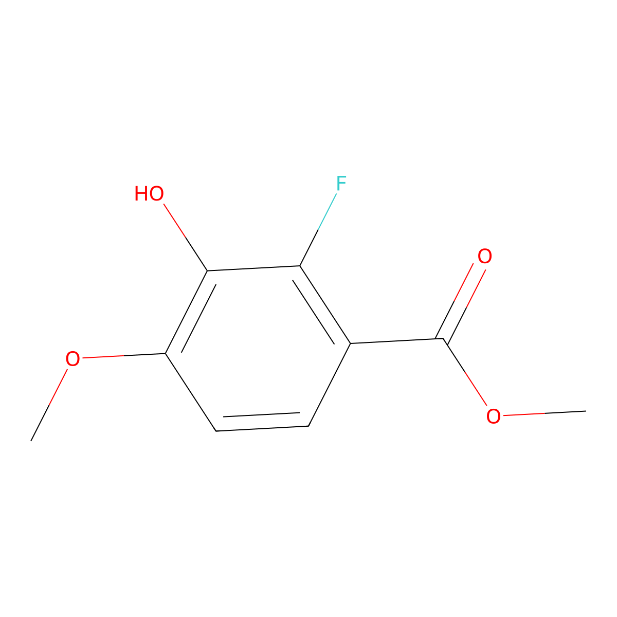 Methyl 2-fluoro-3-hydroxy-4-methoxybenzoate molecular structure, CAS 1195945-49-3