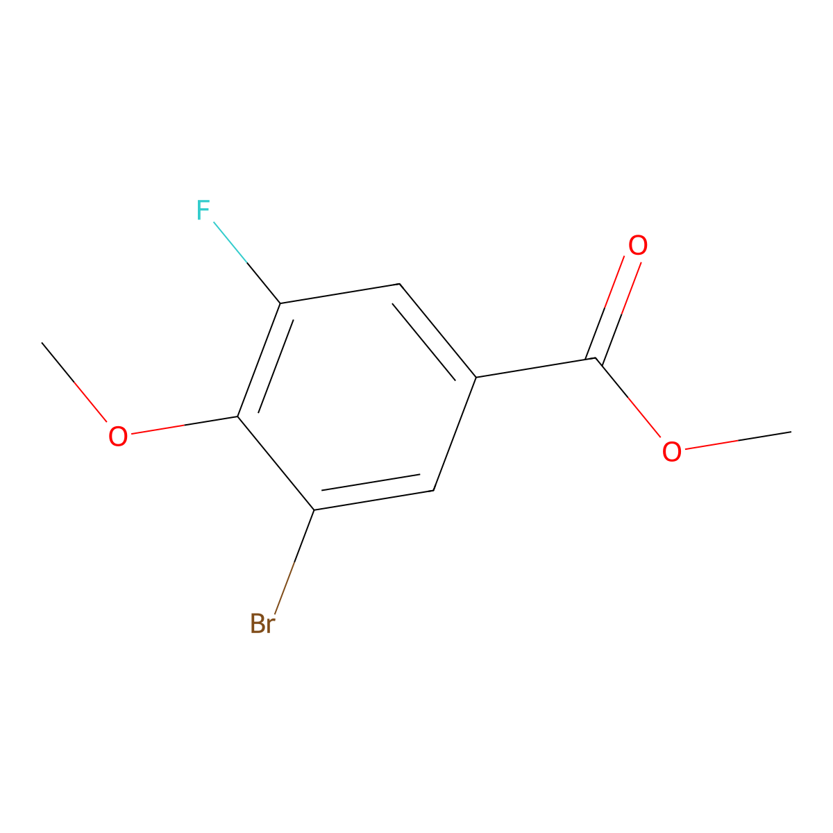 Methyl 3-bromo-5-fluoro-4-methoxybenzoate molecular structure, CAS 1195945-54-0