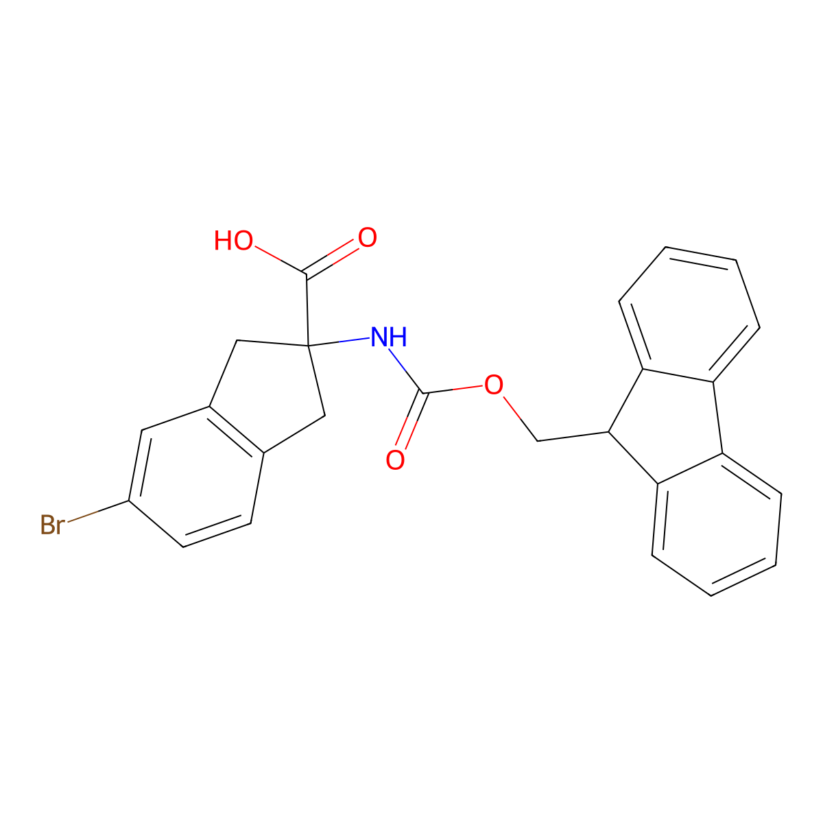 5-bromo-2-({[(9H-fluoren-9-yl)methoxy]carbonyl}amino)-2,3-dihydro-1H-indene-2-carboxylic acid molecular structure, CAS 1195945-57-3