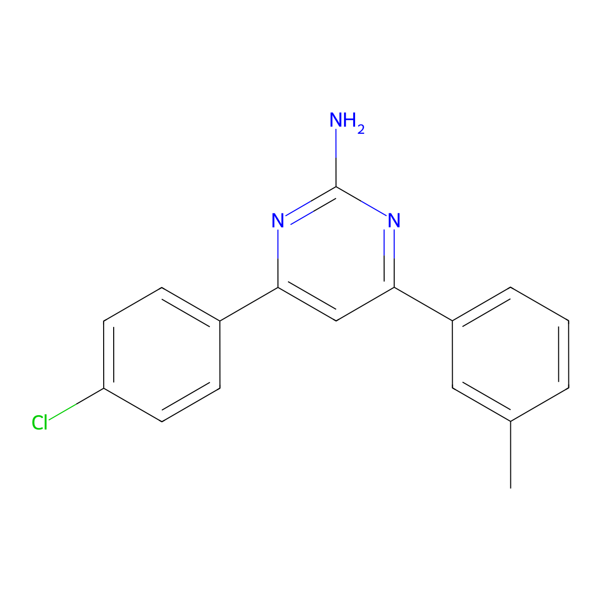 4-(4-Chlorophenyl)-6-(3-methylphenyl)pyrimidin-2-amine molecular structure, CAS 1195977-39-9