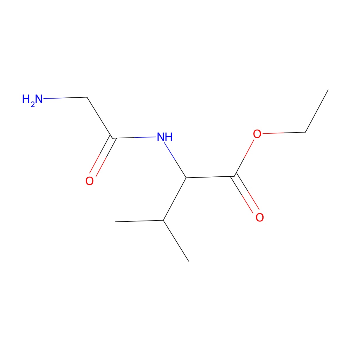 ethyl (2R)-2-(2-aminoacetamido)-3-methylbutanoate molecular structure, CAS 119598-12-8
