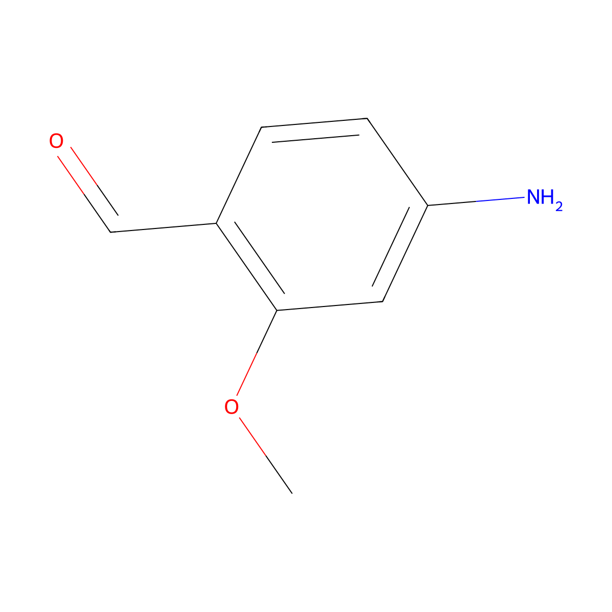 4-Amino-2-methoxybenzaldehyde molecular structure, CAS 1196-65-2