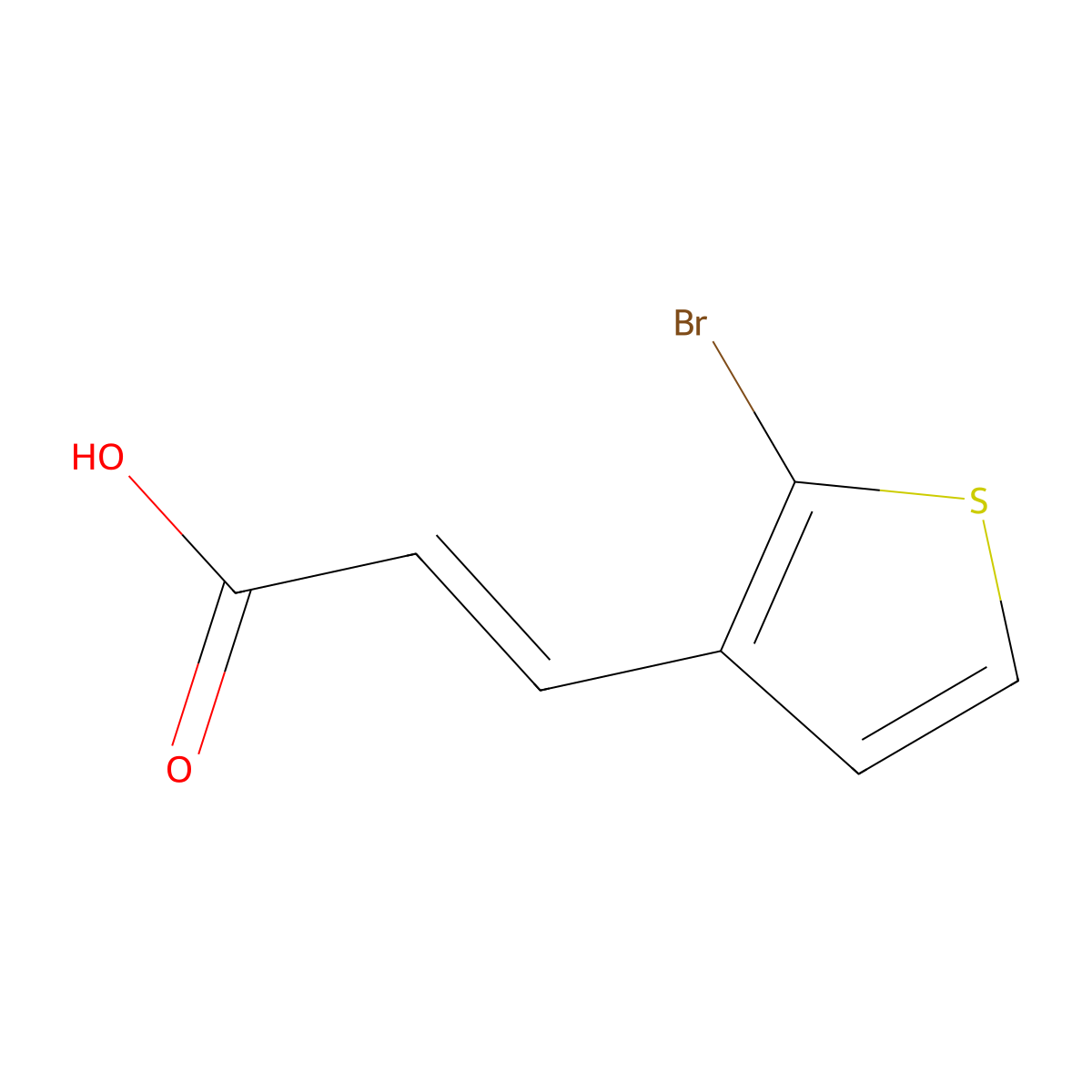(2E)-3-(2-bromothiophen-3-yl)prop-2-enoic acid molecular structure, CAS 1196-85-6