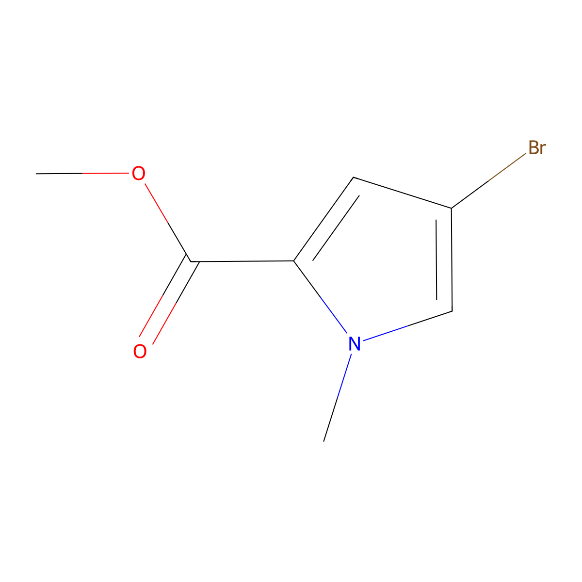 Methyl 4-bromo-1-methyl-1H-pyrrole-2-carboxylate molecular structure, CAS 1196-90-3