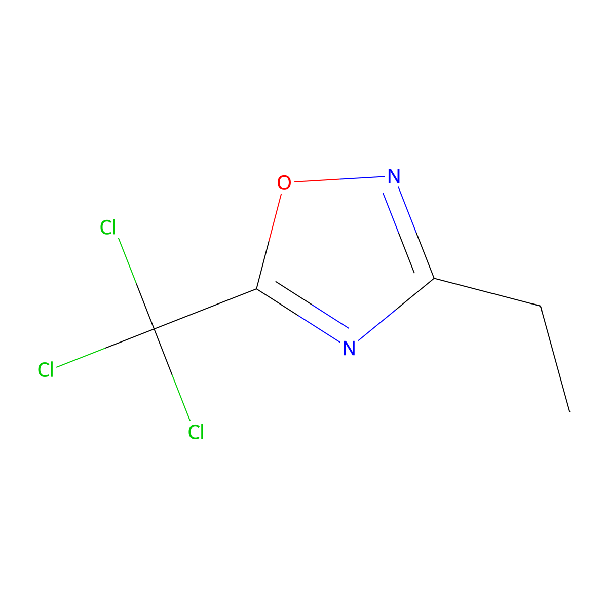 3-Ethyl-5-(trichloromethyl)-1,2,4-oxadiazole molecular structure, CAS 1196-99-2
