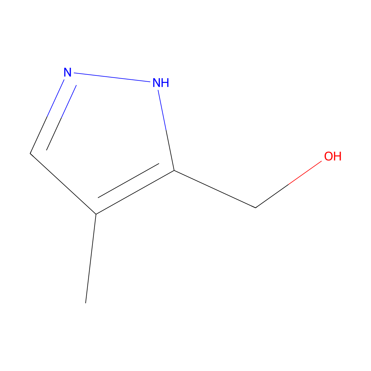 (4-methyl-1H-pyrazol-3-yl)methanol molecular structure, CAS 1196041-64-1