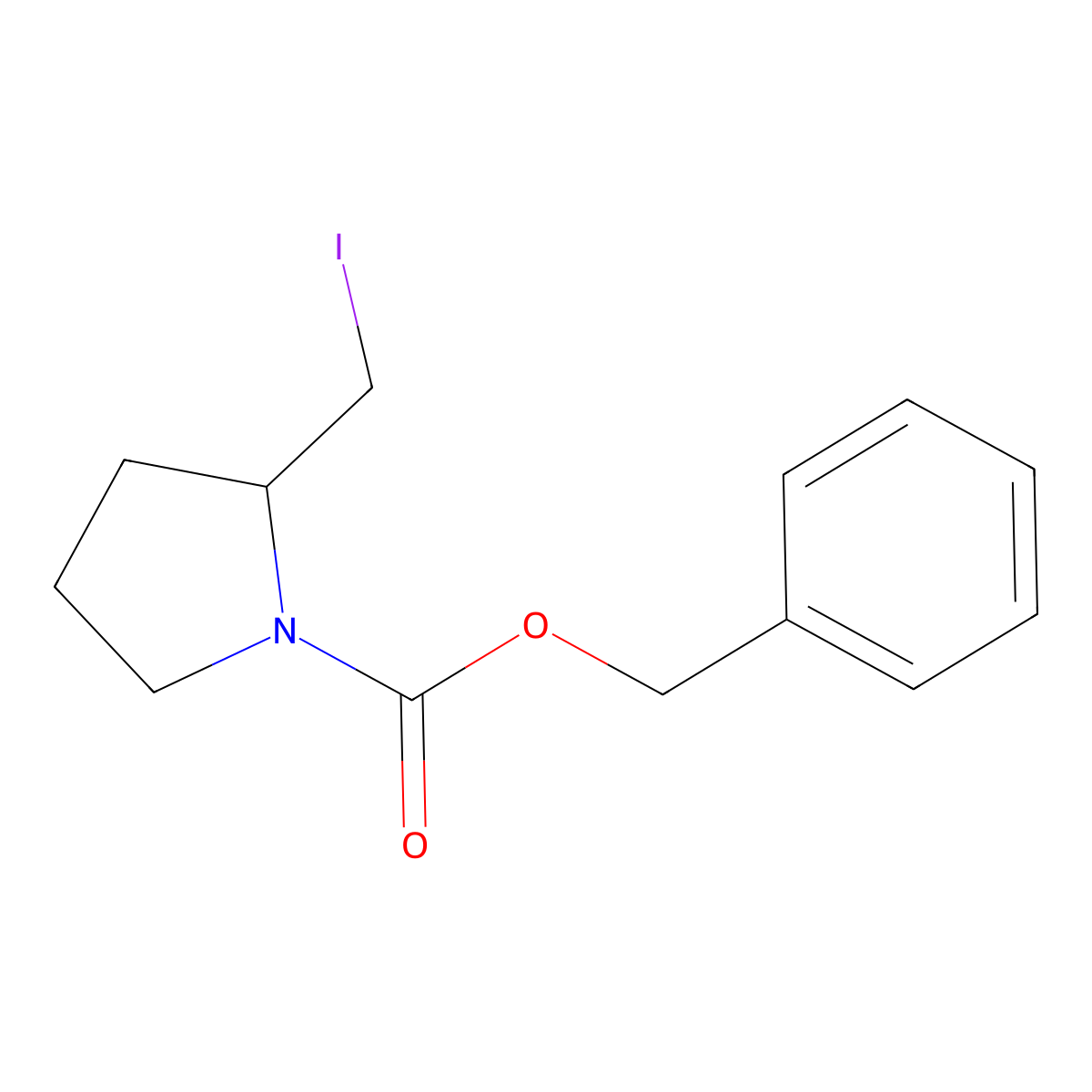 Benzyl 2-(iodomethyl)pyrrolidine-1-carboxylate molecular structure, CAS 1196044-39-9