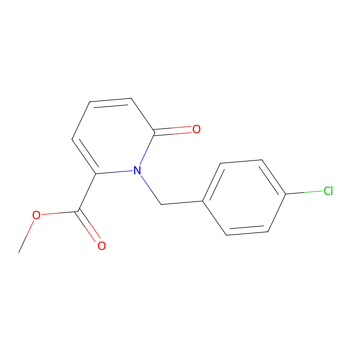 Methyl 1-(4-chlorobenzyl)-6-oxo-1,6-dihydropyridine-2-carboxylate molecular structure, CAS 1196046-85-1