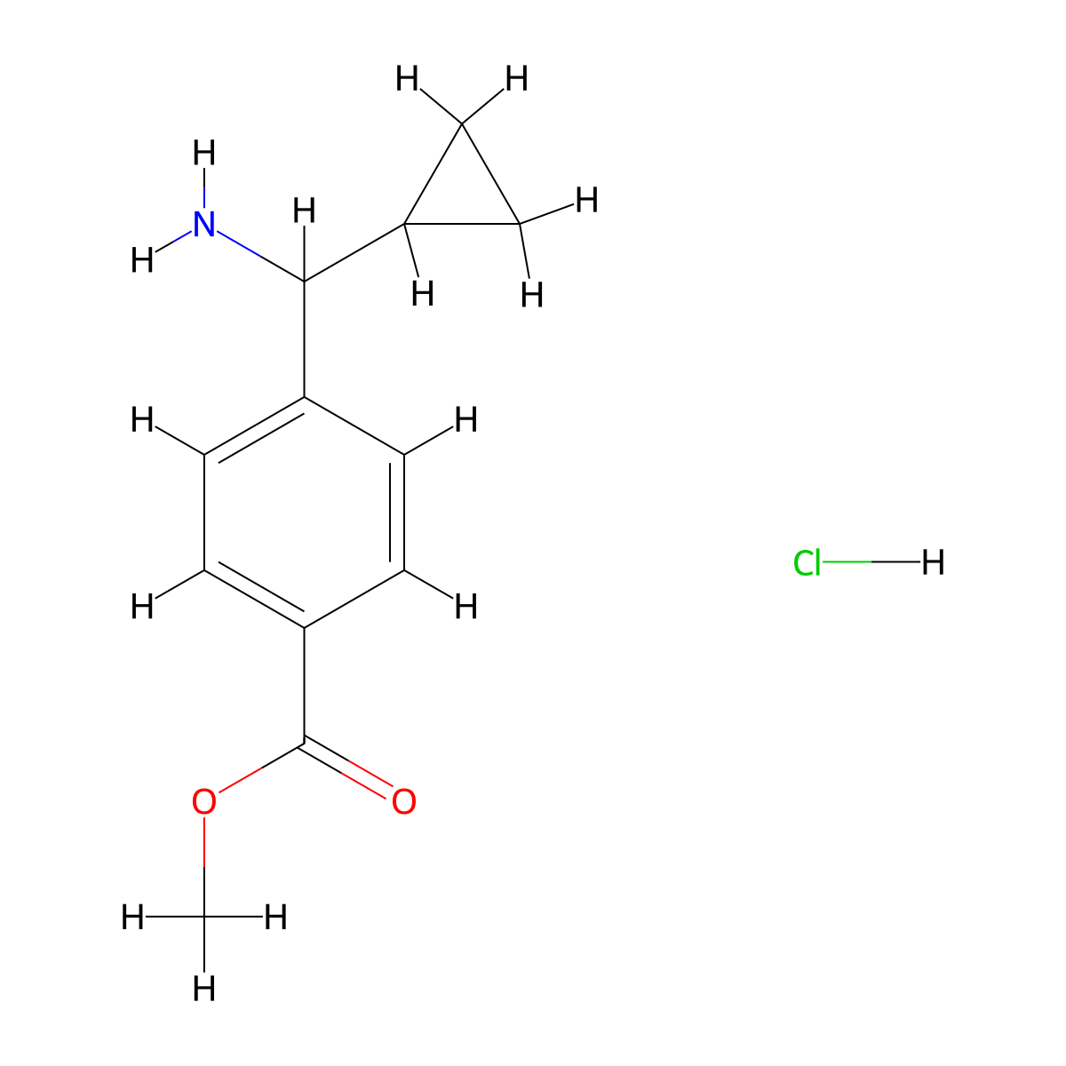 Methyl 4-(amino(cyclopropyl)methyl)benzoate hydrochloride molecular structure, CAS 1196047-11-6