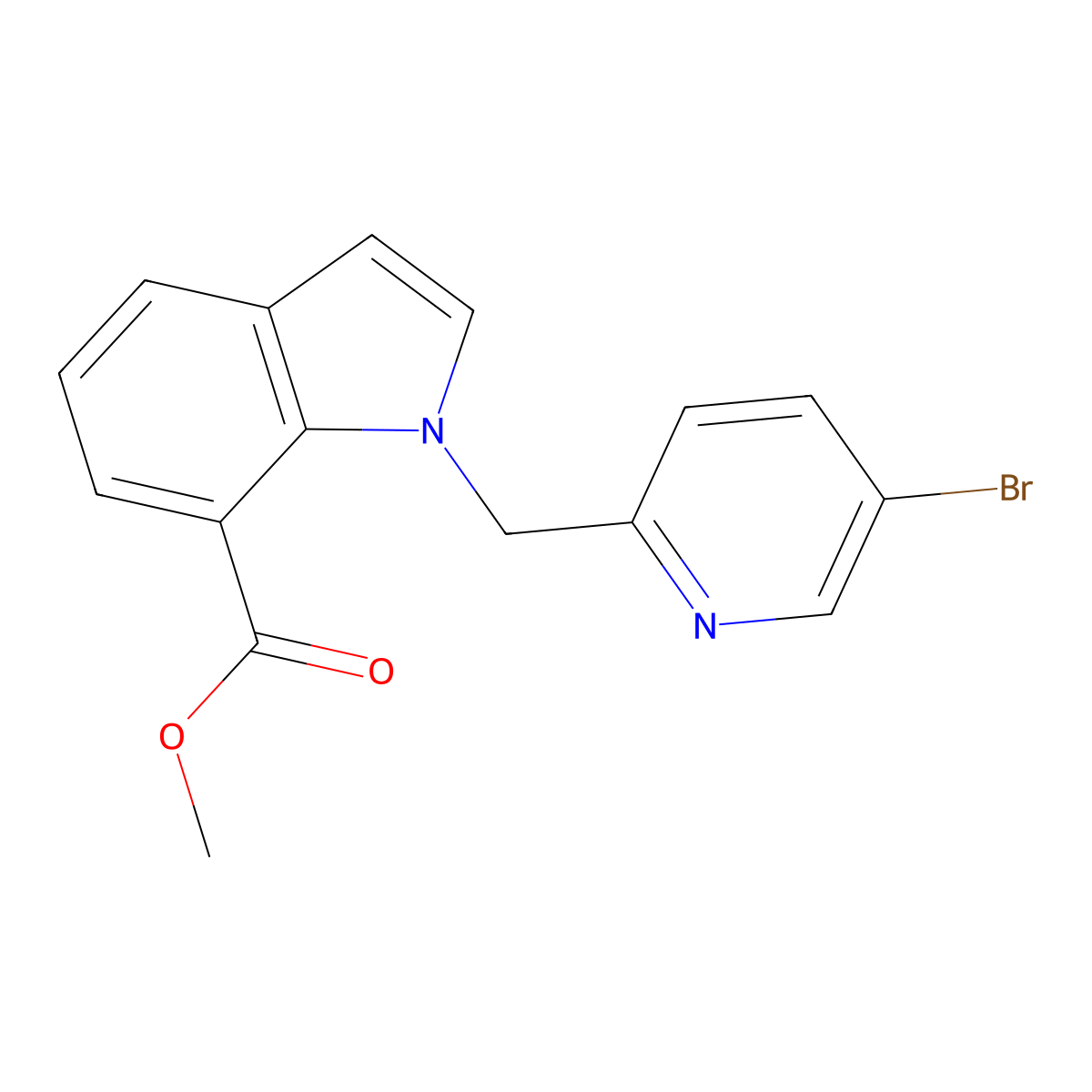 Methyl 1-((5-bromopyridin-2-YL)methyl)-1H-indole-7-carboxylate molecular structure, CAS 1196050-17-5