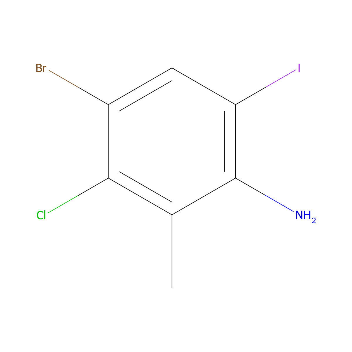 4-Bromo-3-chloro-6-iodo-2-methylaniline molecular structure, CAS 1196051-66-7