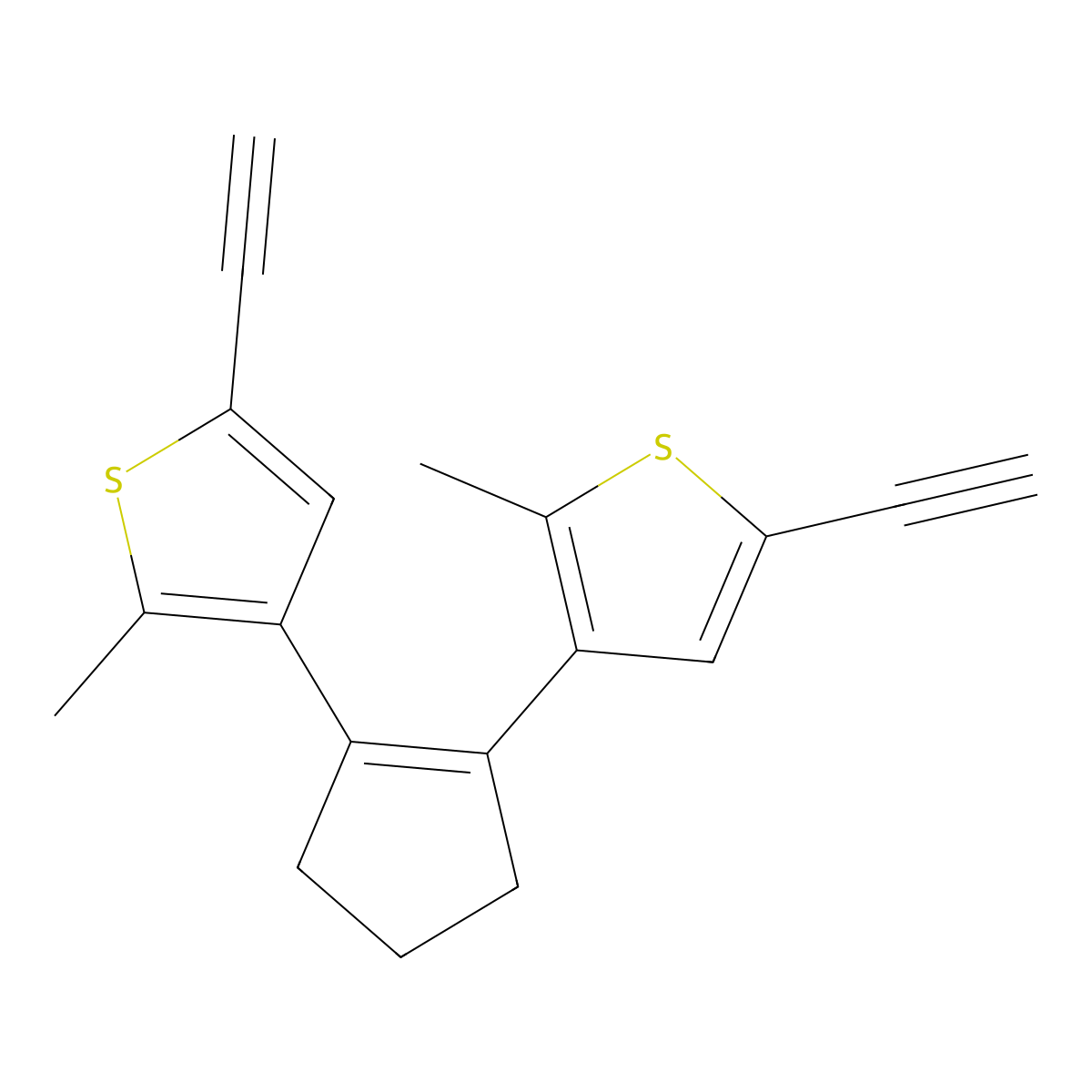 1,2-Bis(5-ethynyl-2-methylthiophen-3-yl)cyclopent-1-ene molecular structure, CAS 1196083-55-2