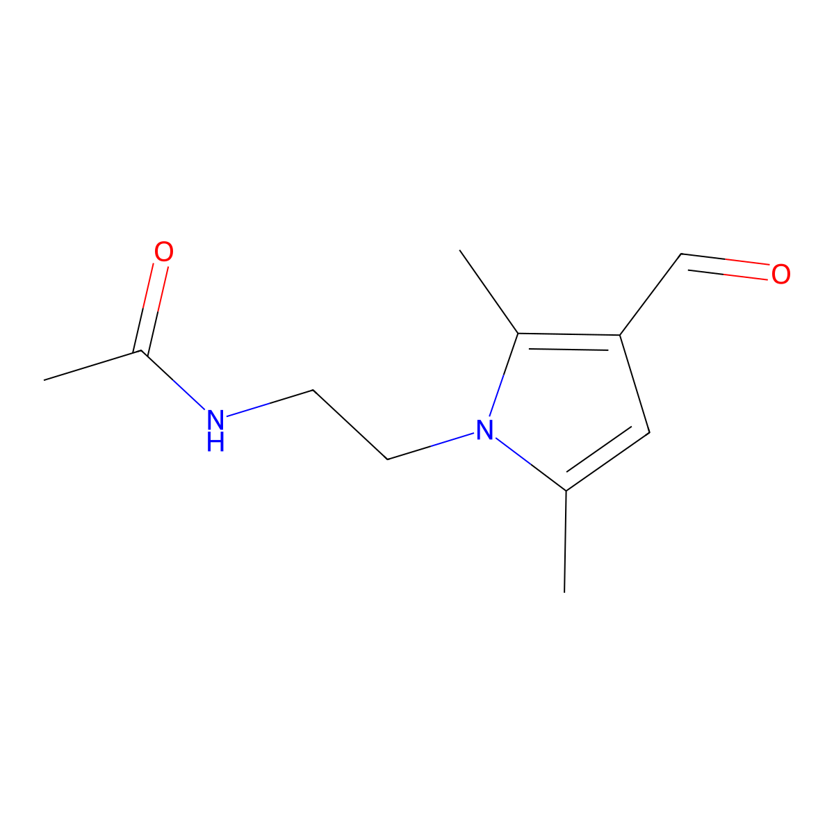 N-(2-(3-Formyl-2,5-dimethyl-1H-pyrrol-1-yl)ethyl)acetamide molecular structure, CAS 119610-26-3
