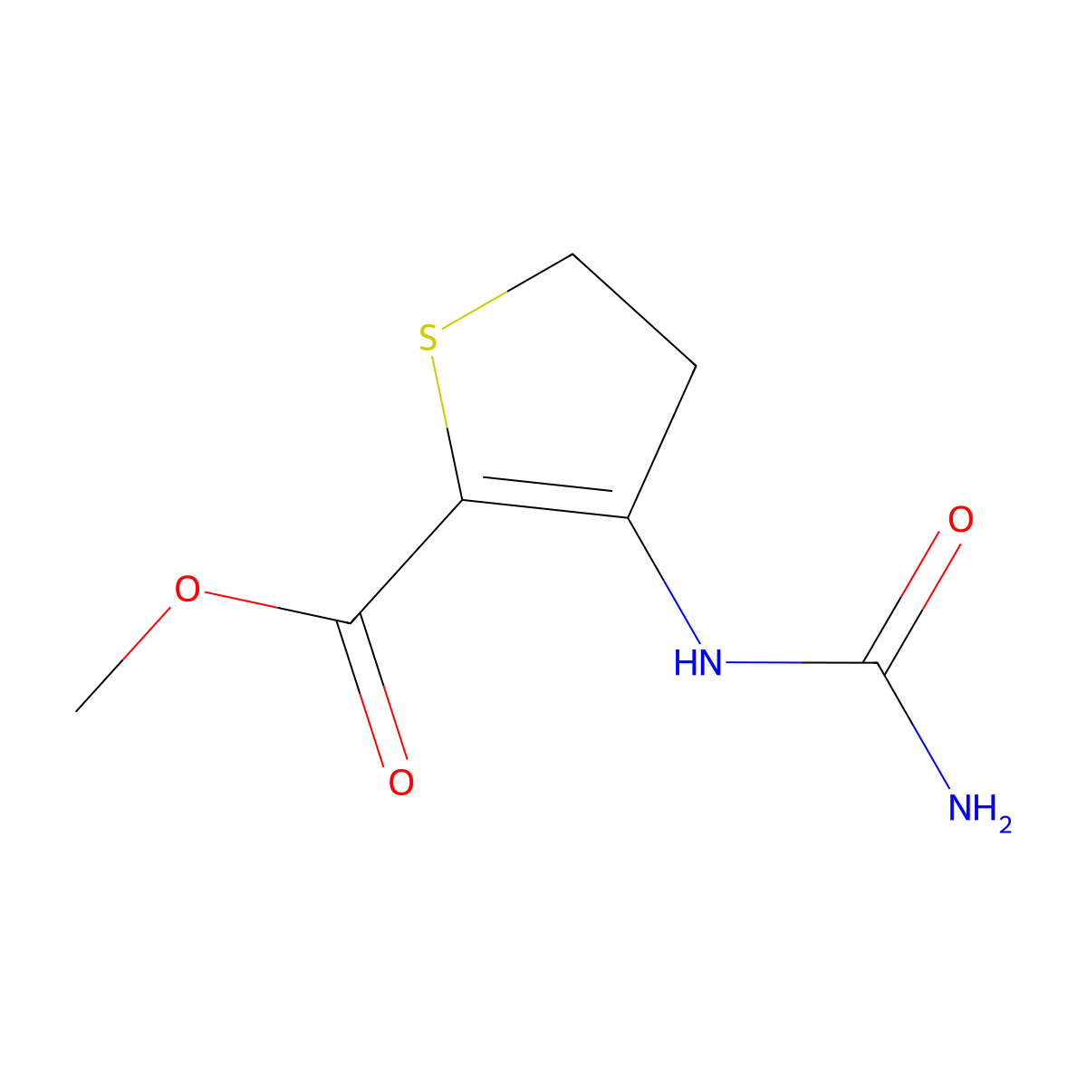 Methyl 3-(carbamoylamino)-4,5-dihydrothiophene-2-carboxylate molecular structure, CAS 1196101-46-8
