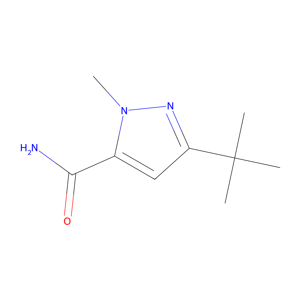 5-tert-butyl-2-methyl-2H-pyrazole-3-carboxylic acid amide molecular structure, CAS 1196104-00-3