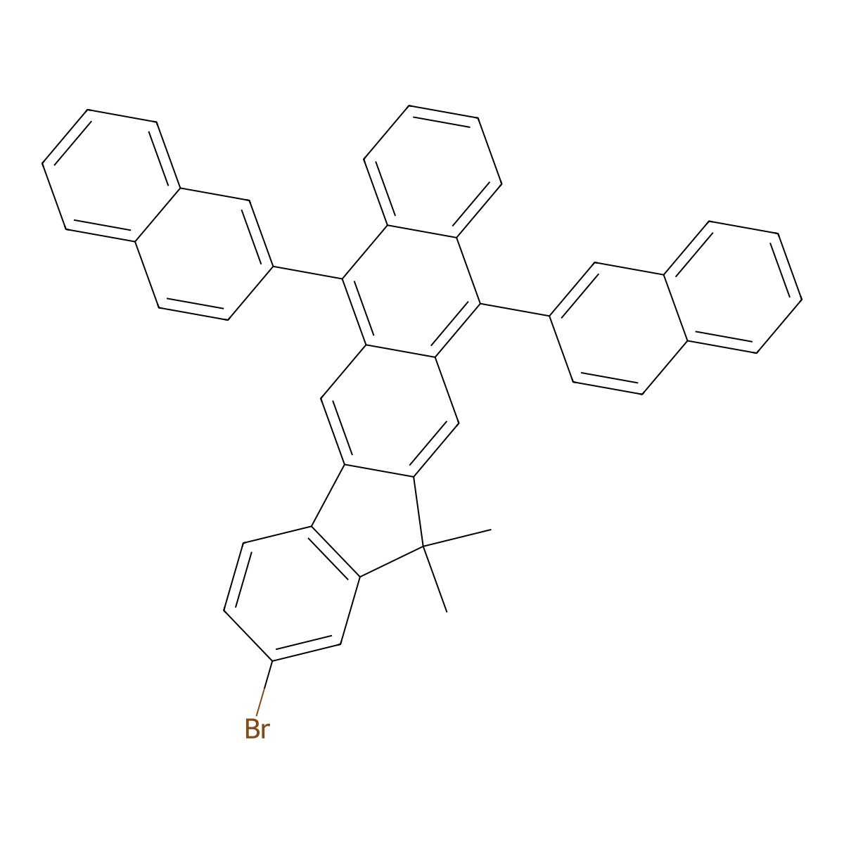2-Bromo-13,13-dimethyl-6,11-di(naphthalen-2-yl)-13h-indeno[1,2-b]anthracene molecular structure, CAS 1196107-75-1