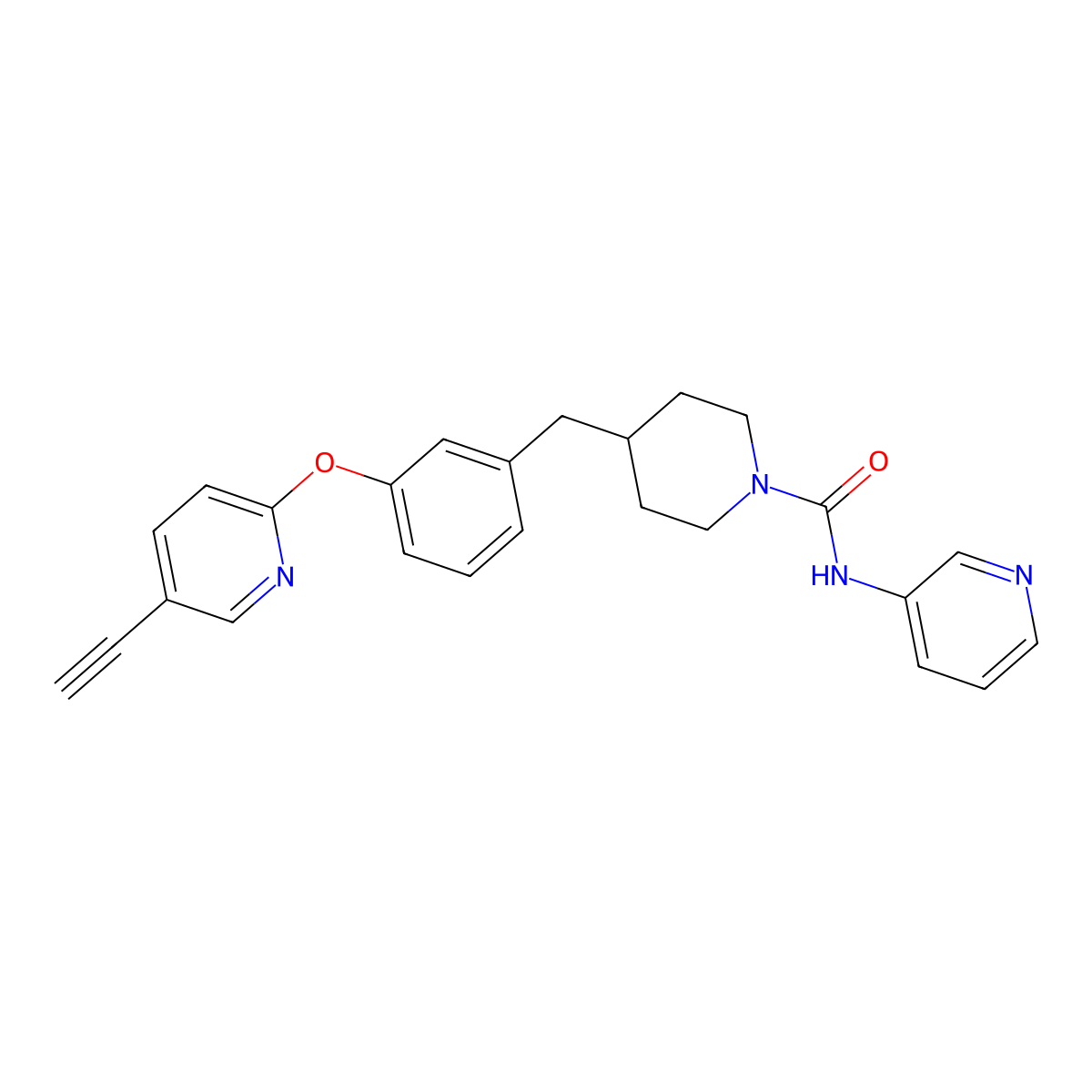 4-(3-((5-Ethynylpyridin-2-yl)oxy)benzyl)-N-(pyridin-3-yl)piperidine-1-carboxamide molecular structure, CAS 1196109-53-1