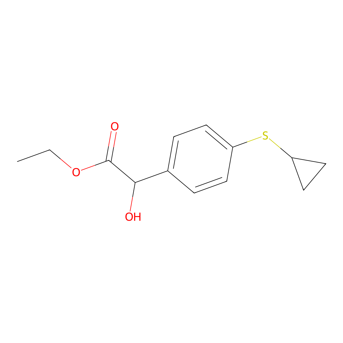 Ethyl 2-(4-(cyclopropylthio)phenyl)-2-hydroxyacetate molecular structure, CAS 1196118-13-4