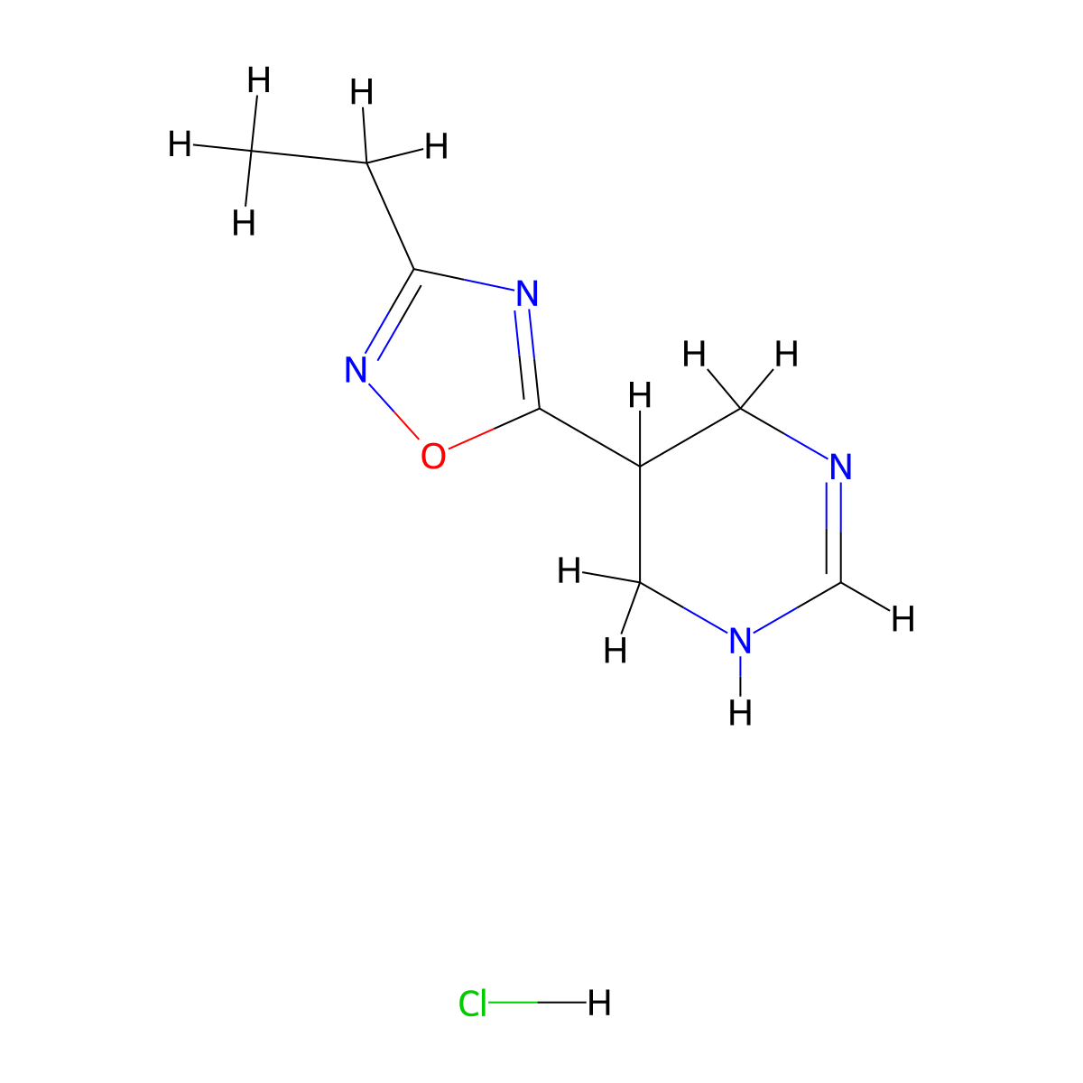 5-(3-Ethyl-1,2,4-oxadiazol-5-yl)-1,4,5,6-tetrahydropyrimidine hydrochloride molecular structure, CAS 1196130-86-5