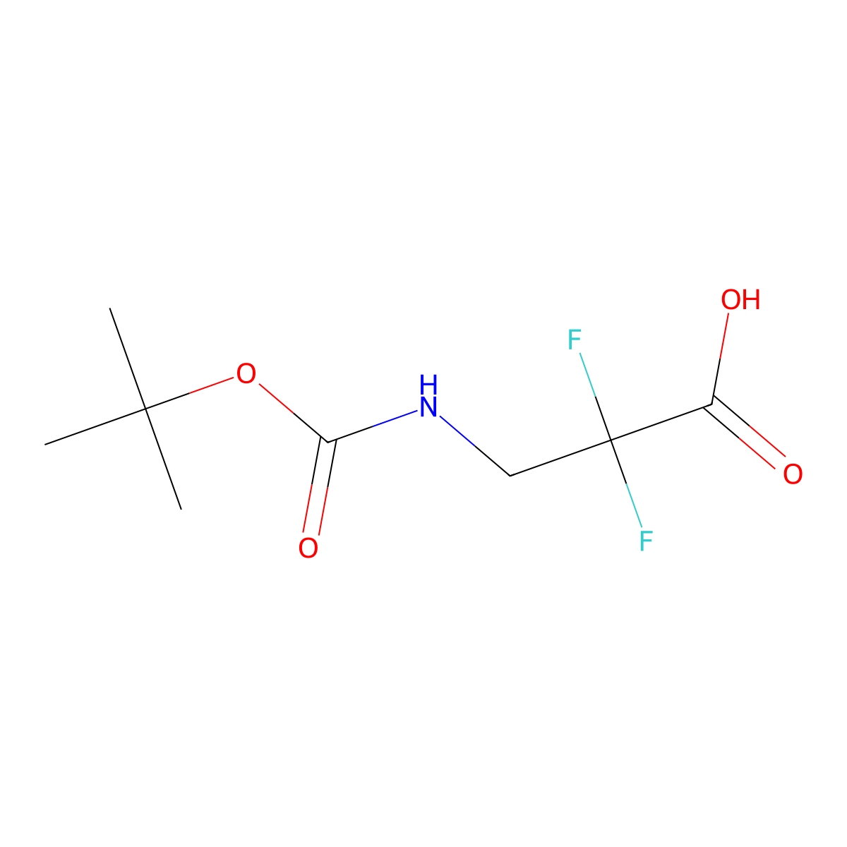 3-(((Tert-butoxy)carbonyl)amino)-2,2-difluoropropanoic acid molecular structure, CAS 1196145-07-9