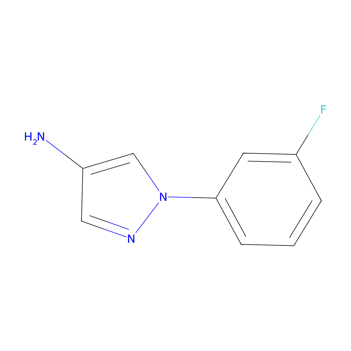 1-(3-fluorophenyl)-1H-pyrazol-4-amine molecular structure, CAS 1196145-25-1