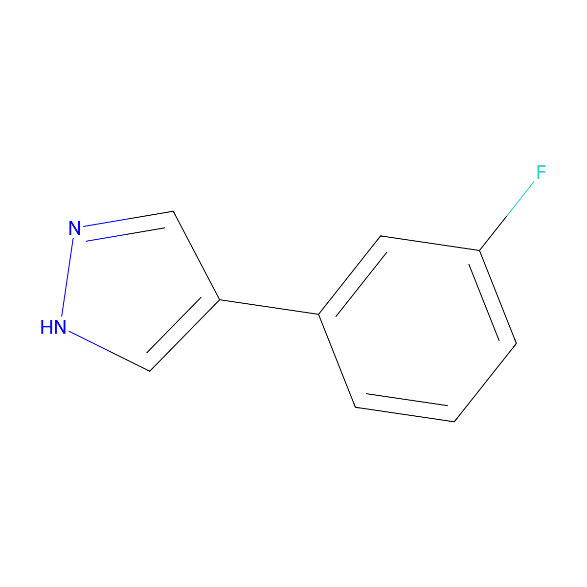 4-(3-fluorophenyl)-1H-pyrazole molecular structure, CAS 1196145-51-3