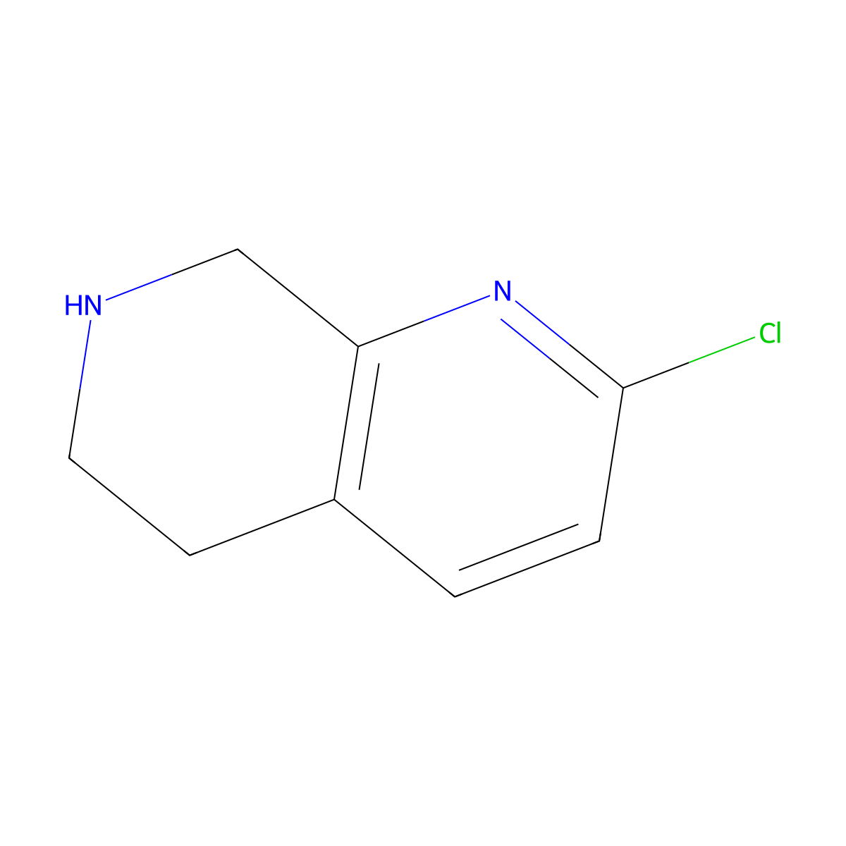 2-Chloro-5,6,7,8-tetrahydro-1,7-naphthyridine molecular structure, CAS 1196145-69-3