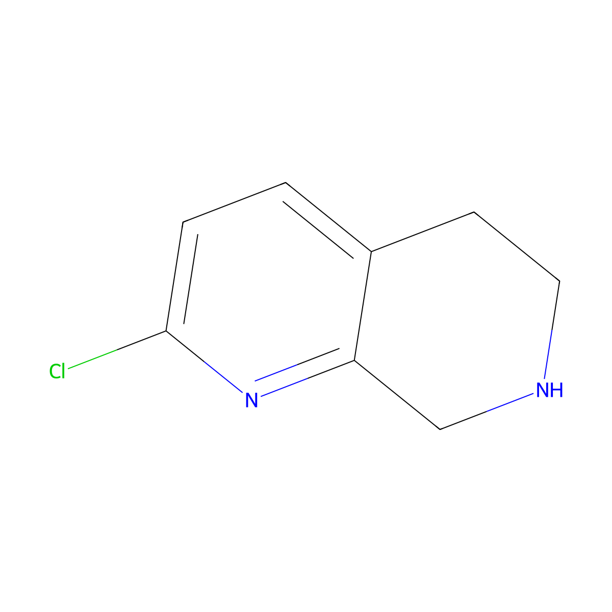 2-Chloro-5,6,7,8-tetrahydro-1,7-naphthyridine molecular structure, CAS 1196145-69-3