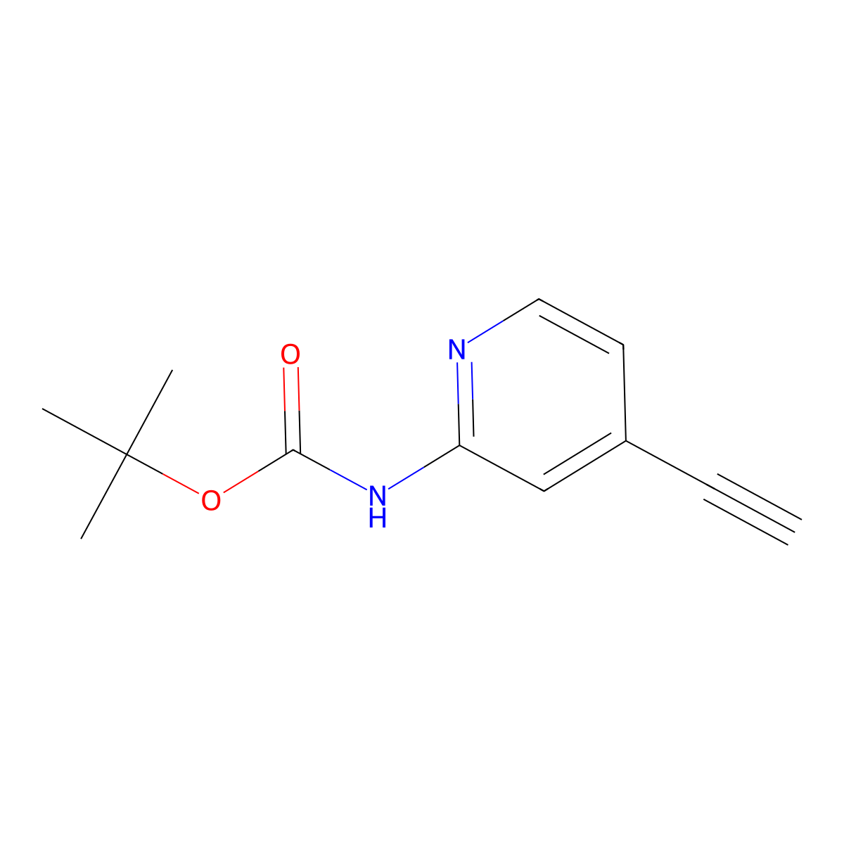 tert-Butyl (4-ethynylpyridin-2-yl)carbamate molecular structure, CAS 1196145-93-3