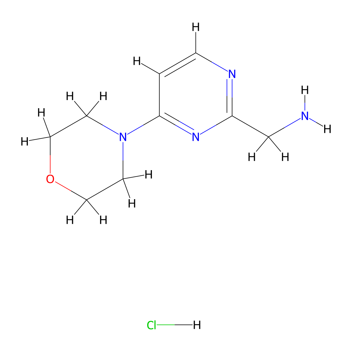 (4-Morpholinopyrimidin-2-YL)methanamine hydrochloride molecular structure, CAS 1196145-95-5