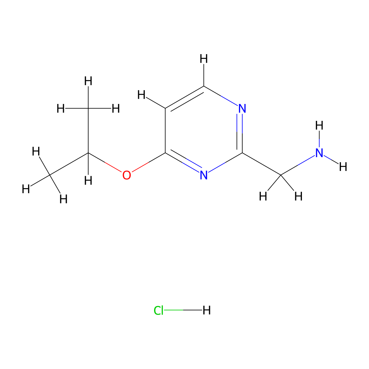 (4-Isopropoxypyrimidin-2-YL)methanamine hydrochloride molecular structure, CAS 1196146-31-2