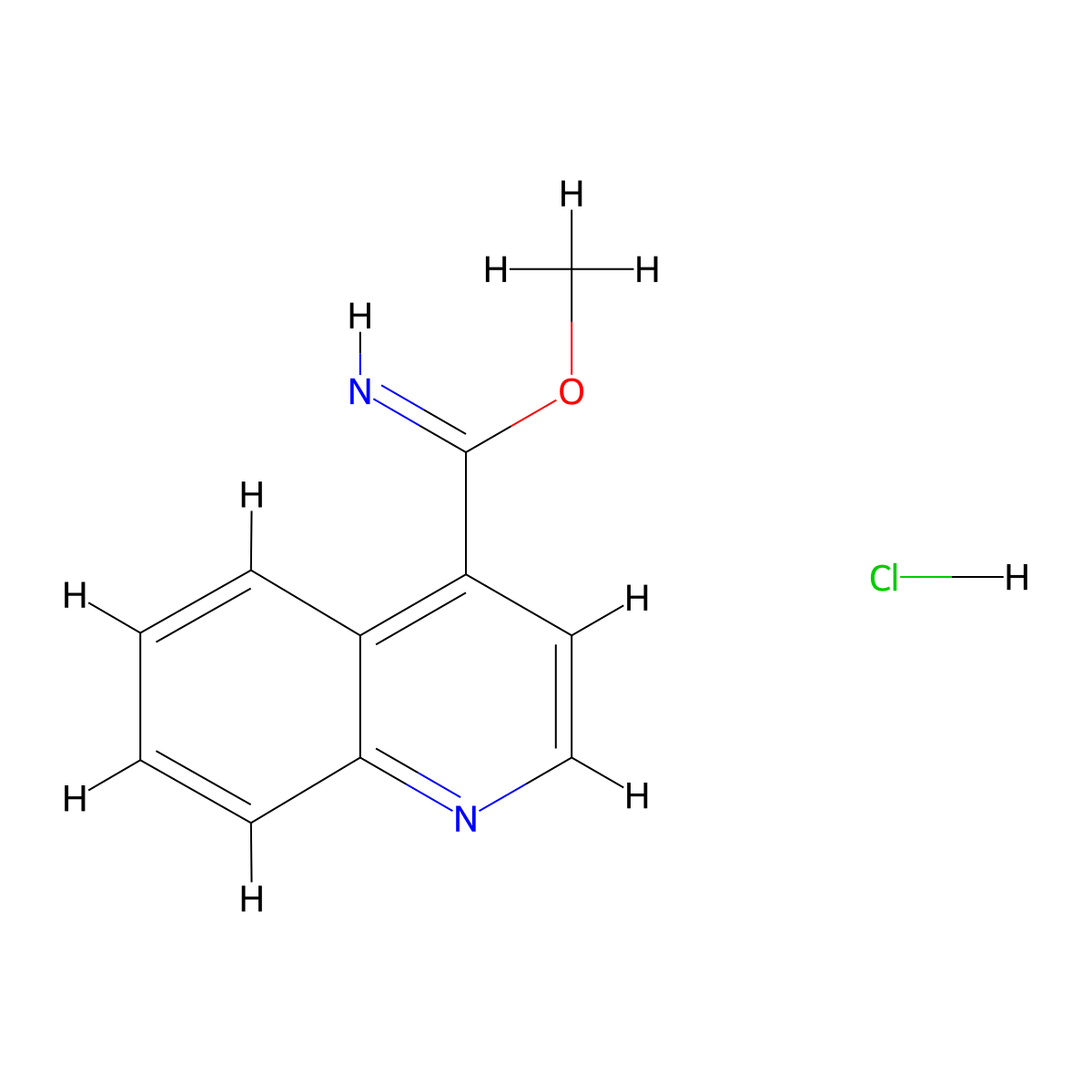Methyl quinoline-4-carboximidate hydrochloride molecular structure, CAS 1196146-32-3