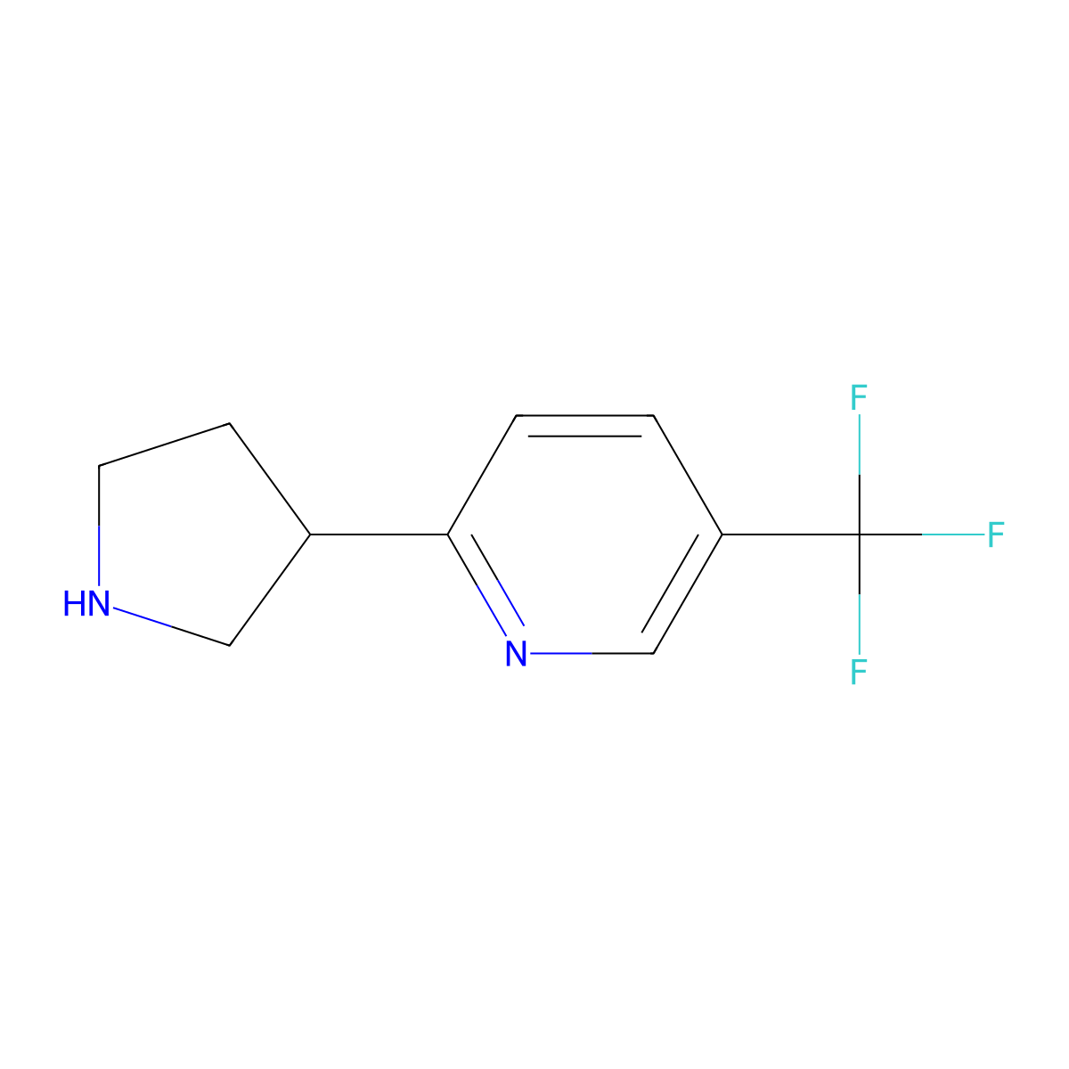 2-(Pyrrolidin-3-yl)-5-(trifluoromethyl)pyridine molecular structure, CAS 1196146-55-0