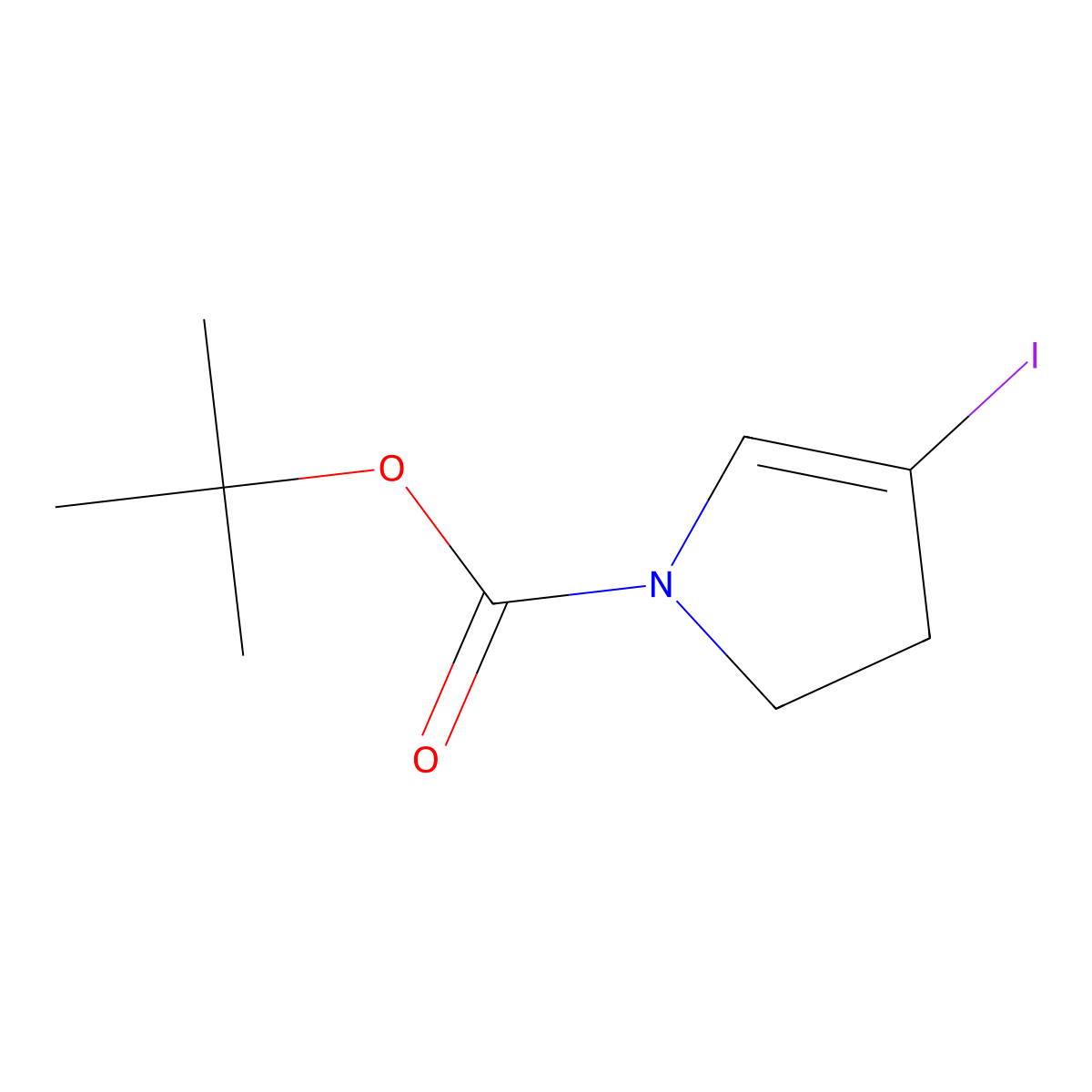 tert-butyl 4-iodo-2,3-dihydro-1H-pyrrole-1-carboxylate molecular structure, CAS 1196146-93-6