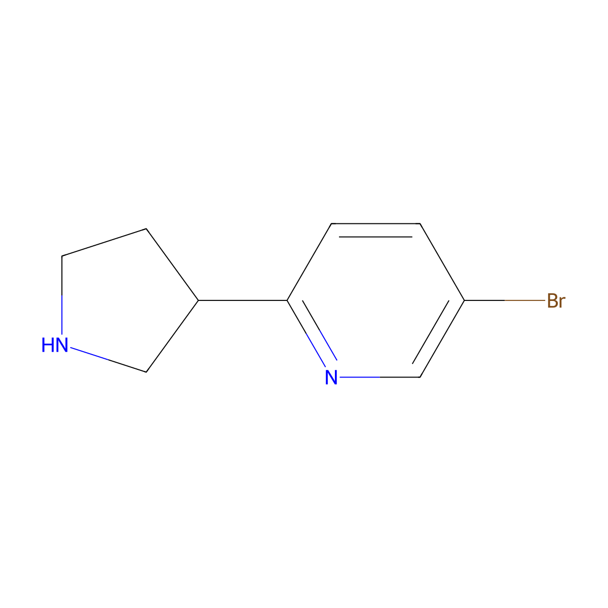 5-Bromo-2-(pyrrolidin-3-YL)pyridine molecular structure, CAS 1196147-33-7