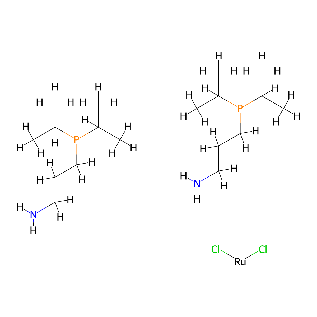 Dichlorobis[3-(di-i-propylphosphino)propylamine]ruthenium(II) molecular structure, CAS 1196147-57-5
