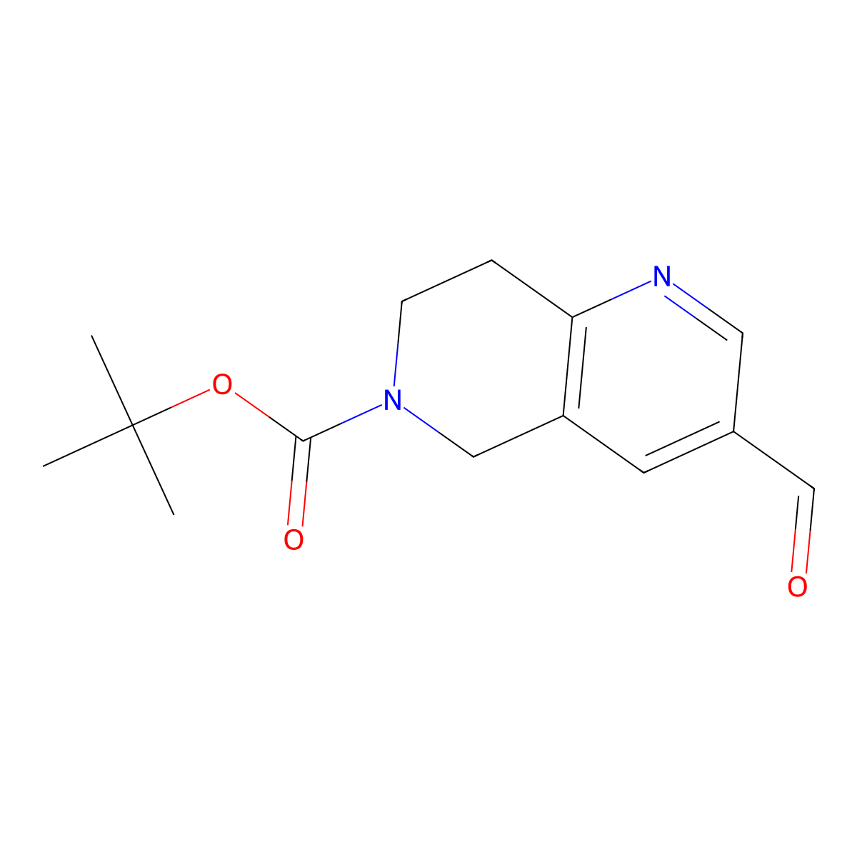 Tert-butyl 3-formyl-7,8-dihydro-1,6-naphthyridine-6(5H)-carboxylate molecular structure, CAS 1196147-67-7