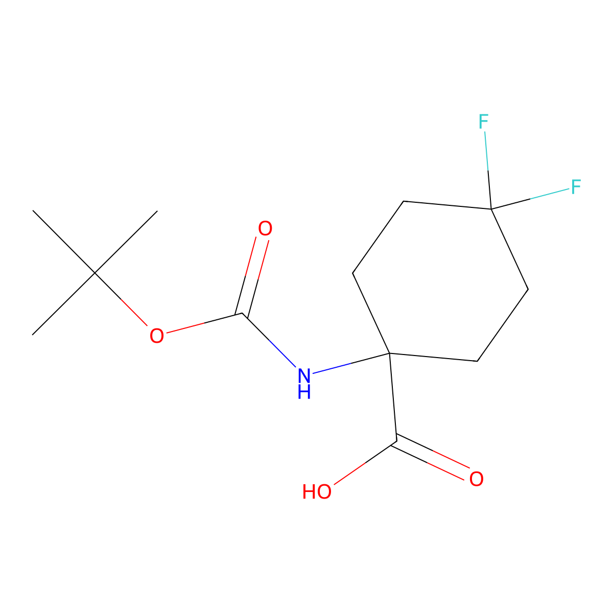 1-(Tert-butoxycarbonylamino)-4,4-difluorocyclohexanecarboxylic acid molecular structure, CAS 1196151-58-2