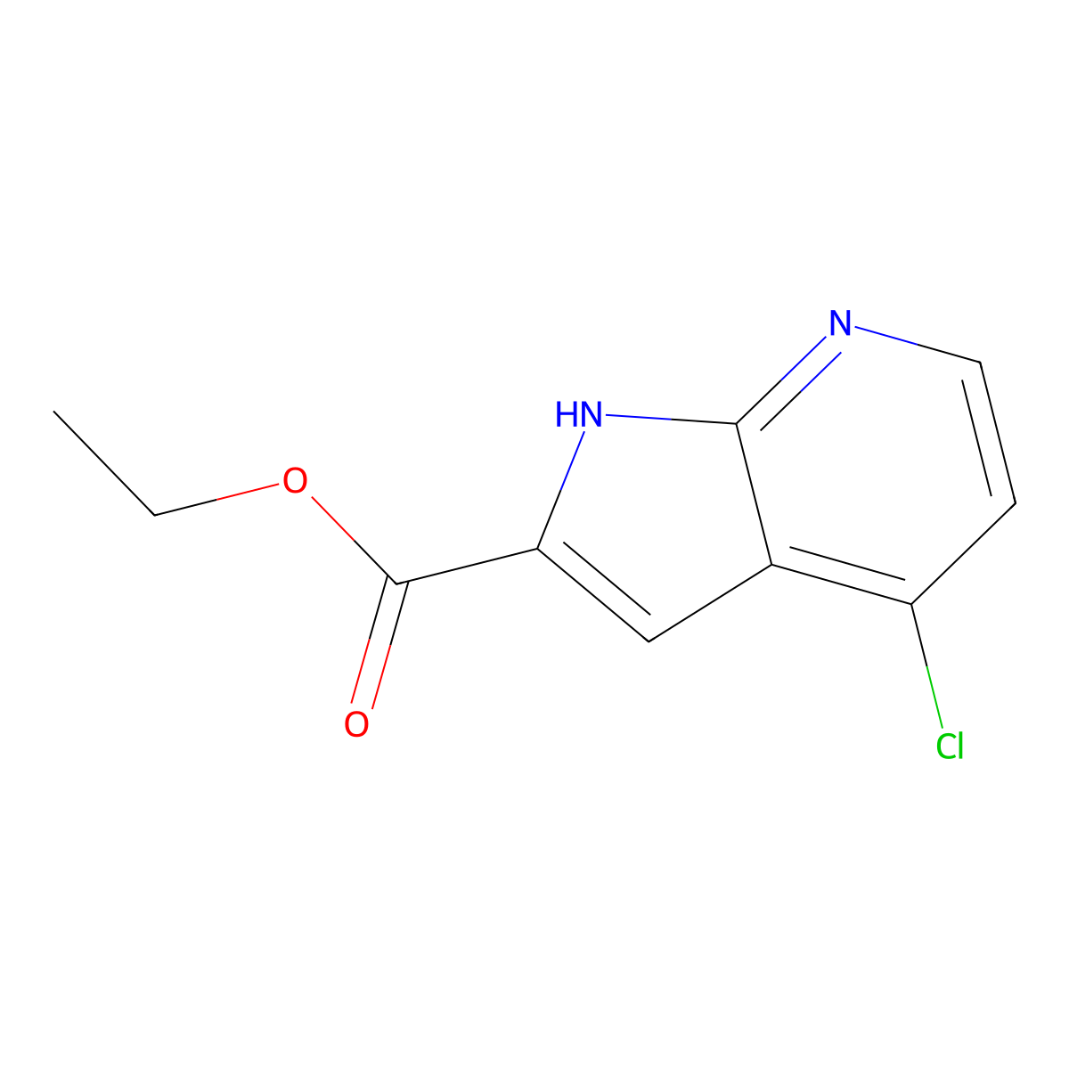 Ethyl 4-chloro-1H-pyrrolo[2,3-b]pyridine-2-carboxylate molecular structure, CAS 1196151-72-0